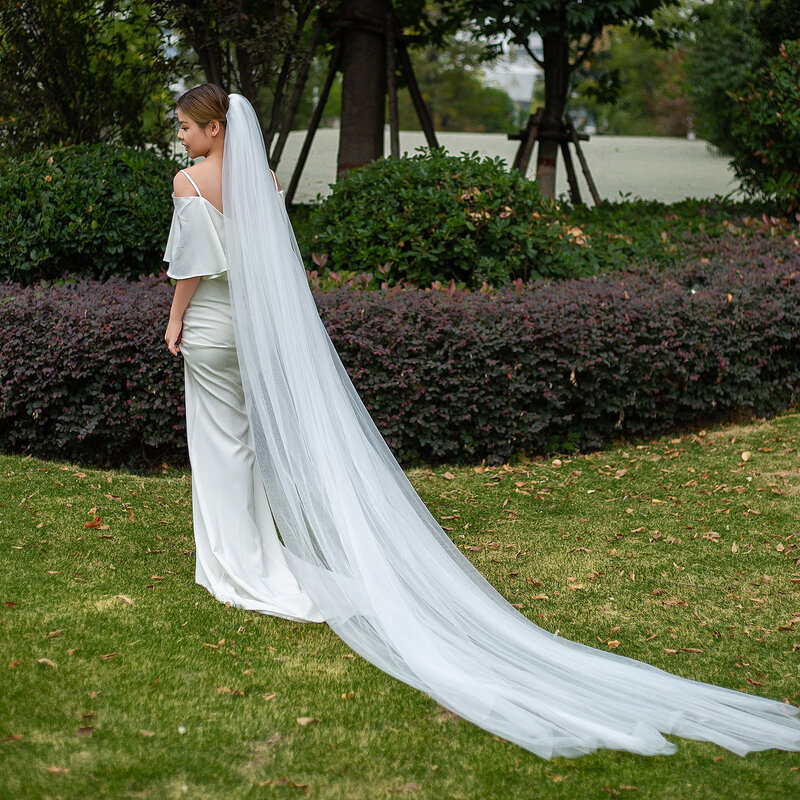 NZUK 3ตัดขอบแต่งงาน Wedding Veils หวีสีขาวงาช้าง Long Veils งานแต่งงาน Velos De Novia อุปกรณ์เสริมการออกแบบ