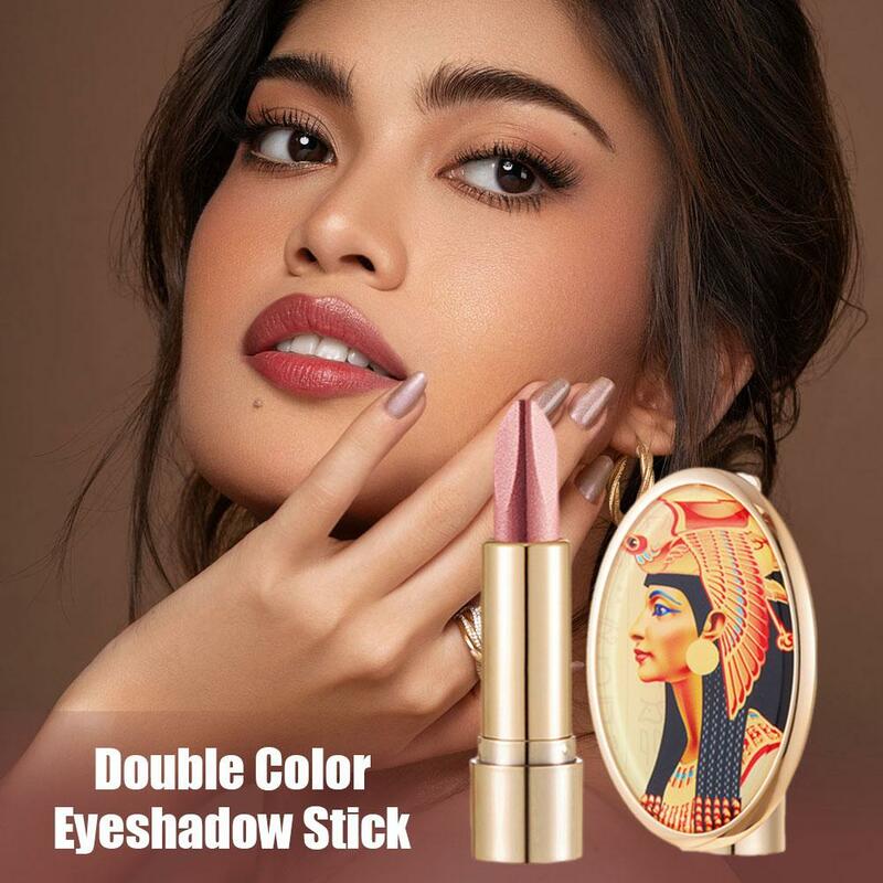 Barra de sombra de ojos de doble Color, brillo, maquillaje de belleza, herramienta Bicolor, maquillaje, cosméticos impermeables, brillo, B7u7