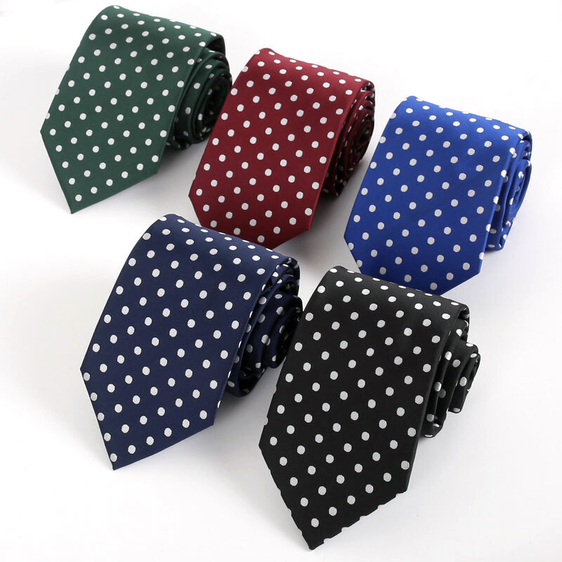 Corbata de lunares de moda para hombre, corbata Formal de negocios de 8CM, regalo de boda, accesorios de corbata naranja, azul y rojo