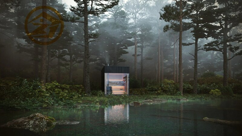 Eco-Friendly Custom Wooden Sauna Room with Panoramic Forest View and Efficient Heating