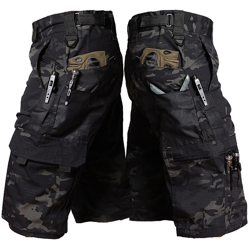 Шорты-карго мужские износостойкие, водонепроницаемые штаны в стиле милитари, дышащие Джоггеры для занятий спортом на открытом воздухе, рабочая одежда с несколькими карманами, на лето