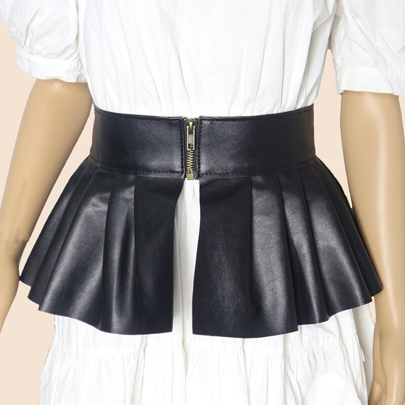 Novo couro do plutônio peplum cinto personalidade feminina cintura elástica cintos cintura fina streetwear elegante senhoras acessórios