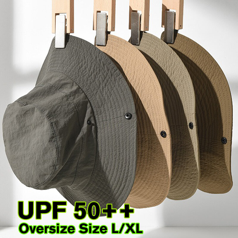 XL Big Size  Men Women Outdoor Bucket Hat Quick Dry Packable Boonie Hat Hiking UV Protection  UPF50 Cowboy  Sun Hat