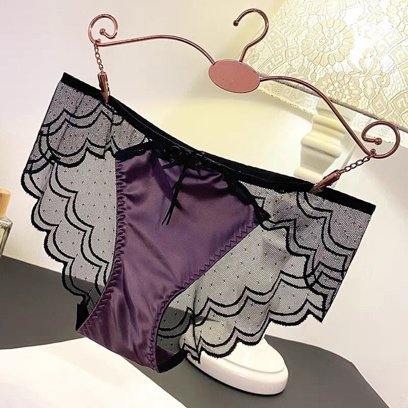 Calcinha de cetim macia feminina, roupa interior sedosa, tecido de malha respirável, vários tamanhos disponíveis