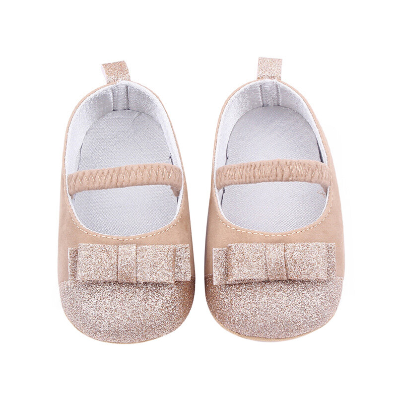 Zapatos planos Mary Jane para niñas recién nacidas, suela suave, antideslizante, zapatos de princesa brillantes, zapatos de vestido de novia para niños pequeños