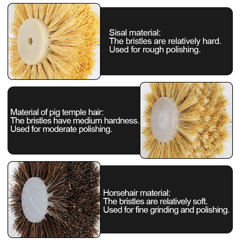 1pc Sisal Horse Hair Polishing Brush Woodworking Waxing Cleaning Bristle Buffing Brush For Furniture