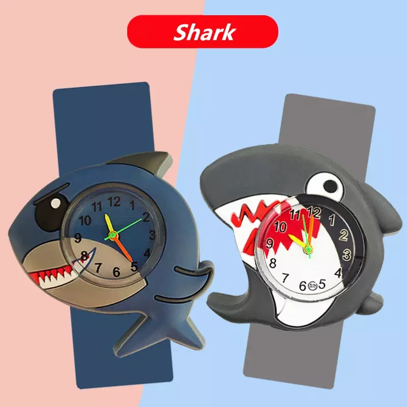 นาฬิกาตบสำหรับเด็กอายุ1-16ปีลายการ์ตูนรูปฉลามยูนิคอร์นสำหรับดูเวลาของเล่นสำหรับเด็กหญิงเด็กชายนาฬิกาของขวัญวันคริสต์มาส