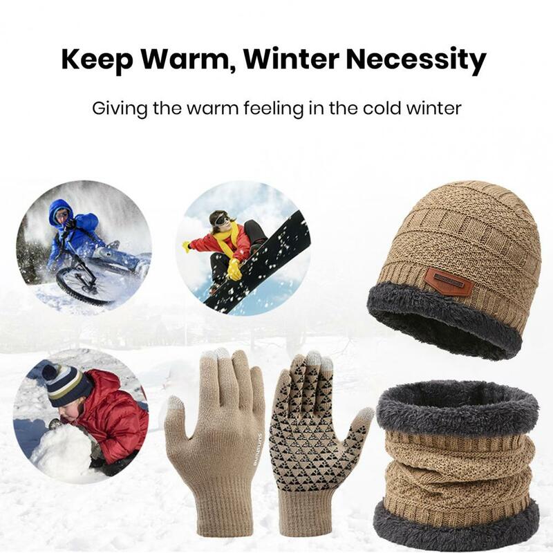 Wintermuts Set Dames Fietshandschoenen Gezellig Winter Accessoires Set Gebreide Muts Sjaal Handschoenen Voor Heren Zacht Warm Winddicht Buiten