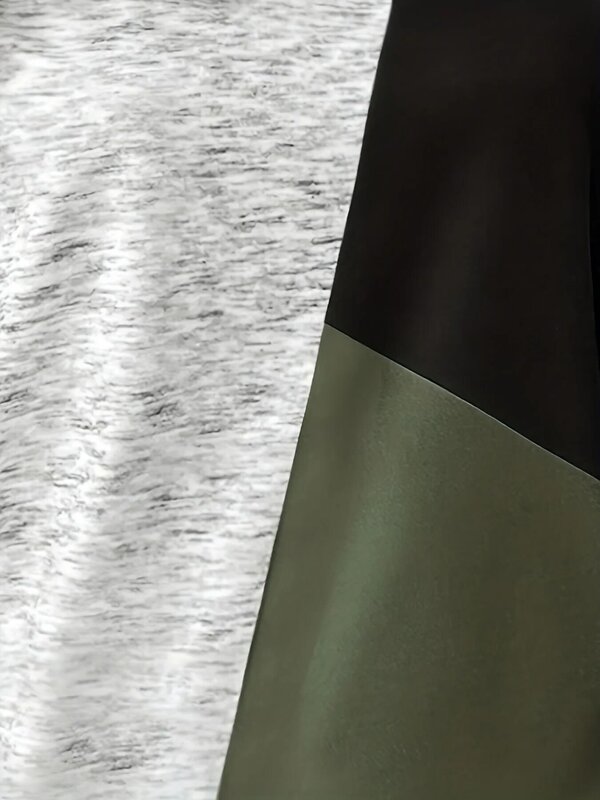 Top feminino de manga com decote em v, blusa casual plus size, decoração botão colorblock