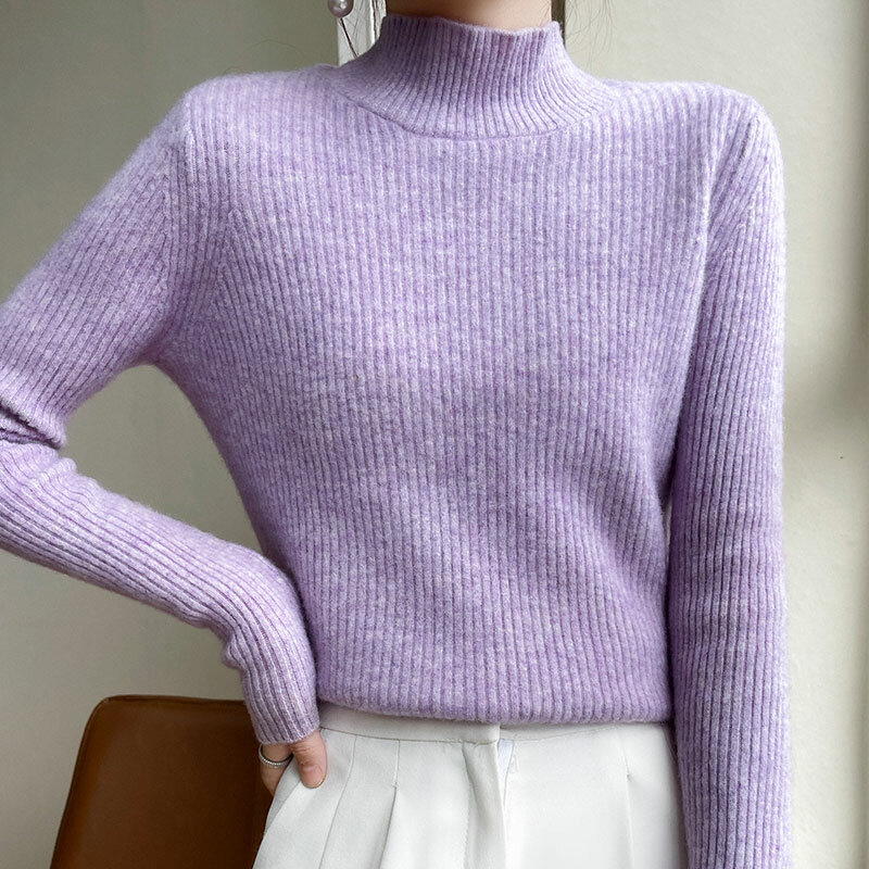 Explosions In Autumn And Winter Half-Turtleneck Wool Knitwear Women's Undercoat Sweater Soft Waxy High-Grade Top