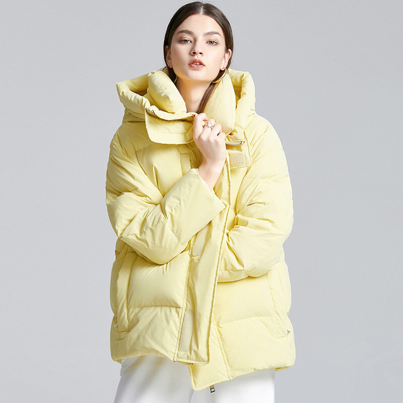 2022 Baru Musim Dingin Wanita Putih Bebek Bawah Hoodie Bawah Puffer Jaket Kasual Hangat Tahan Angin Jaket Mantel