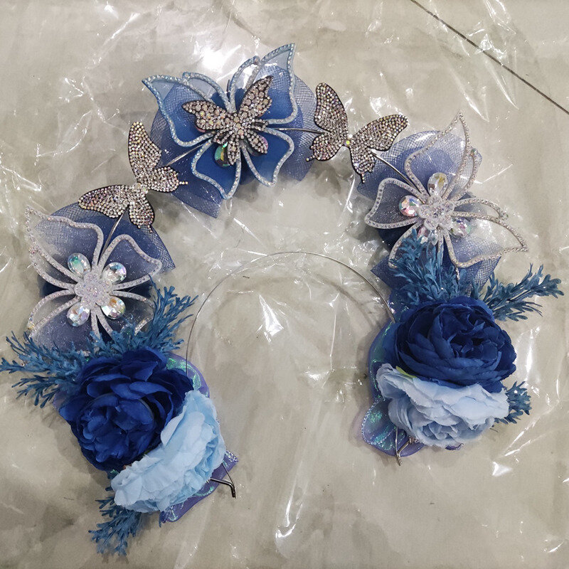 Lolita Fairy Butterfly Halo Crown Headpiece Bridal Wreaths Flowers Headband Women Girl Mermaid Princess Elf Cosplay Headdress