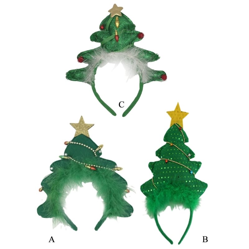 Feather Tree Hair Hoop Christmas Tree Headbands Xmas Tree Hairband Party Drop Shipping