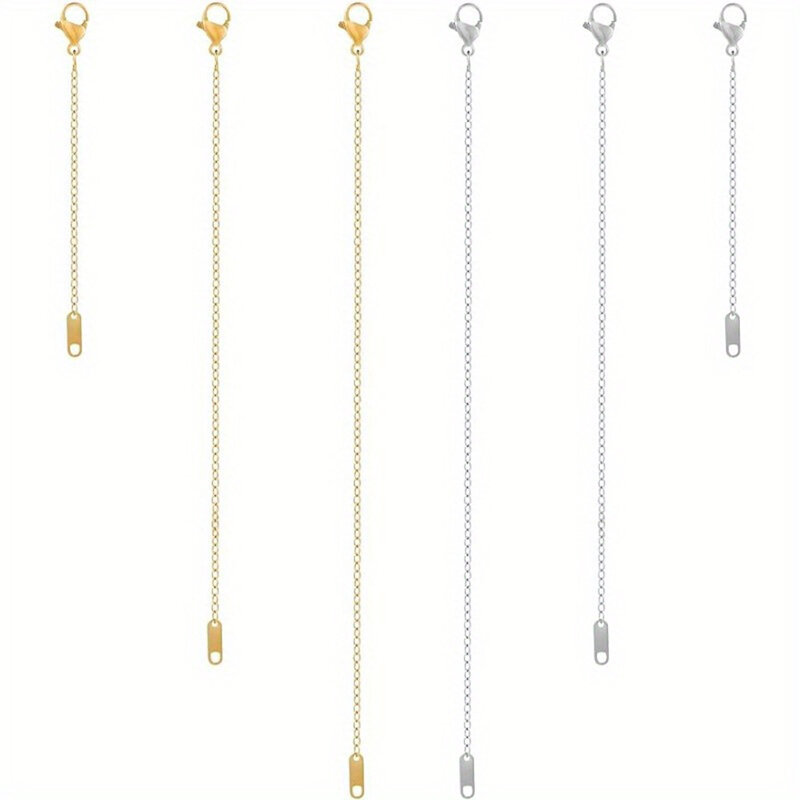 Estensori per collana placcati in oro e argento da 6 pezzi per collane, Set di catene Extender per collana delicata da 2 ", 4", 6 "per gioielli da donna