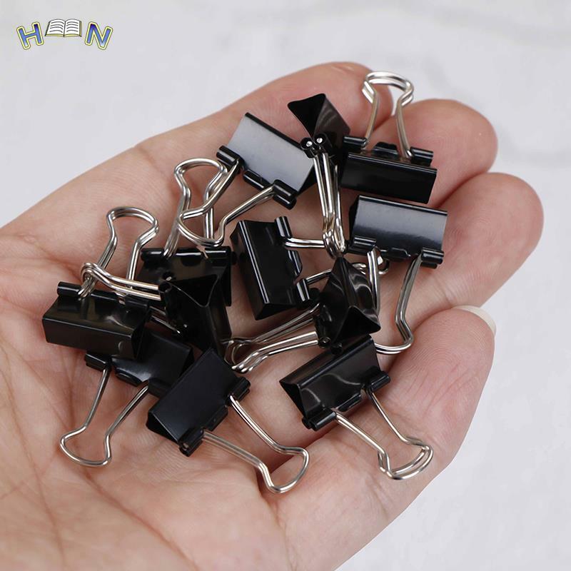 12Pcs/lot 15mm Black Metal Binder Clips Notes File Letter Paper Clip Photo Binding Stationery Accessories Office Supplies