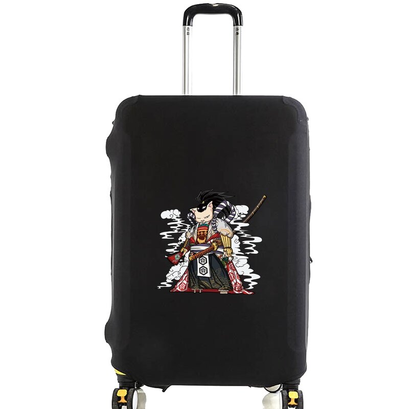 Sarung koper uniseks, pelindung koper pola Samurai, penutup debu elastis perjalanan, cocok untuk koper 18-32