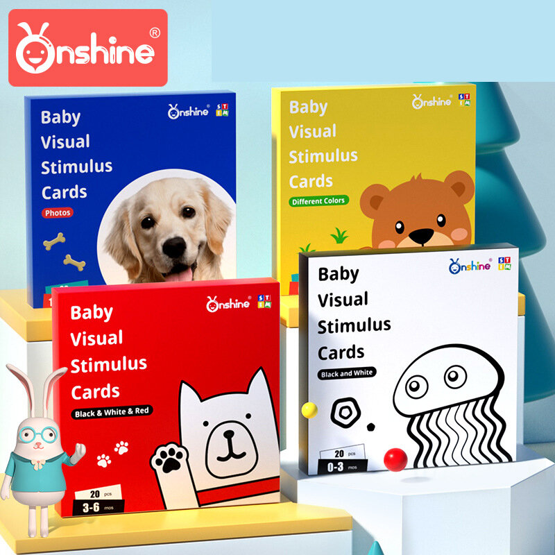 Onshine Kartu Stimulus Visual Bayi Hitam dan Putih & Merah Foto Warna Berbeda Mainan Edukasi Pembelajaran Awal Bayi Baru Lahir 0 ~ 36 Bulan