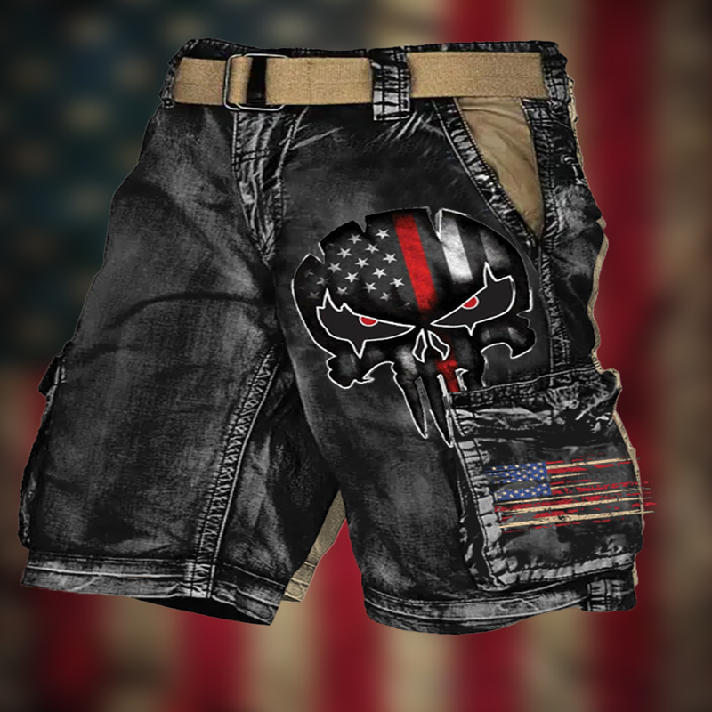New Summer Skull Flag pantaloncini Cargo stampati in 3D pantaloncini sportivi da uomo di moda pantaloncini Casual da uomo