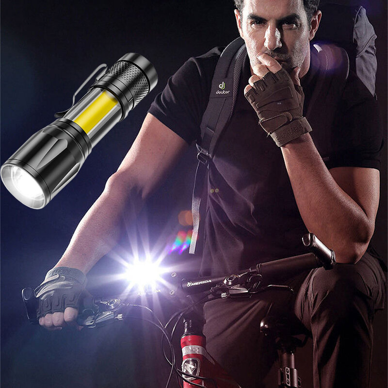 Mini USB ricarica LED torcia portatile luci forti Zoom torcia lampade da campeggio all'aperto lanterna torce tattiche impermeabili