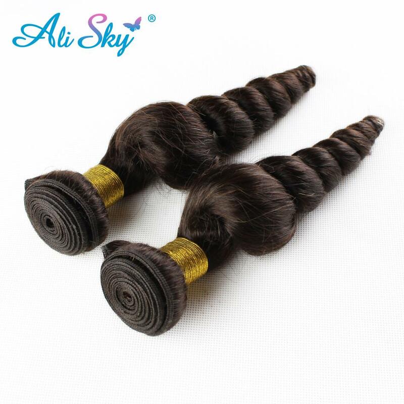 Loose Wave Dark Brown 1/3/4PCS 100% Human Hair Extensions Remy Hair Ombre Extension Weaving Color #2 Brazilian Virgin Hair