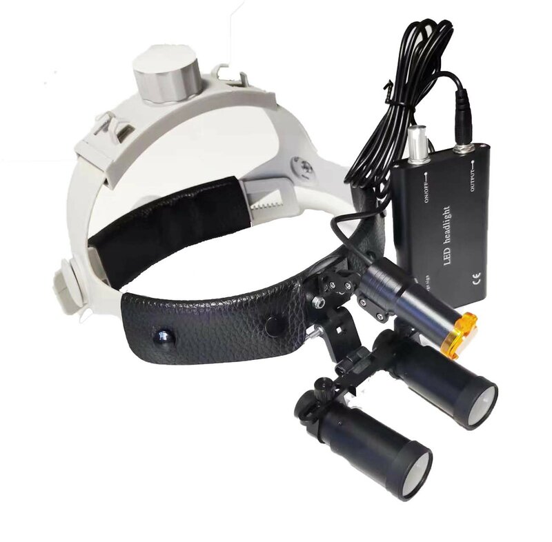 Lâmpada LED Head Light para lupas binoculares, Ponto de brilho dental, Farol ajustável do laboratório dental, Farol cirúrgico, 2.5X 8X
