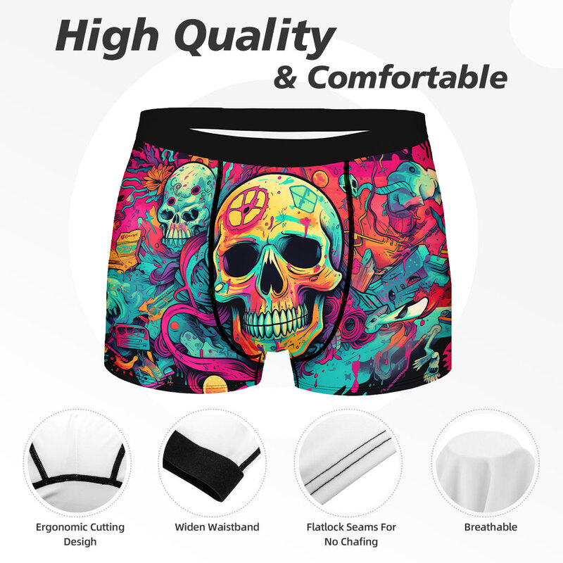 Skull Printed Men's Boxer Shorts Panties Fun Gift Cool Comfortable Breathable Underwear Women's Underpants Tight-fitting