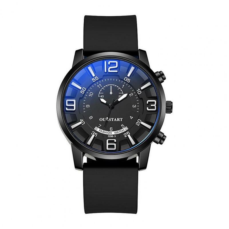 Hochpräzise Uhr stilvolle Herren Freizeit uhr mit rundem Zifferblatt Silikon armband Sport Quarz digital für Jugendliche zum Geburtstag