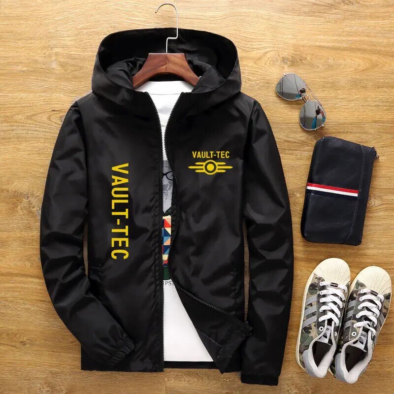 남녀공용 후드 재킷, Vault -Tec 로고, 게임 비디오 게임, 낙진 인쇄, 캐주얼 바람막이 재킷, 7XL, 신상