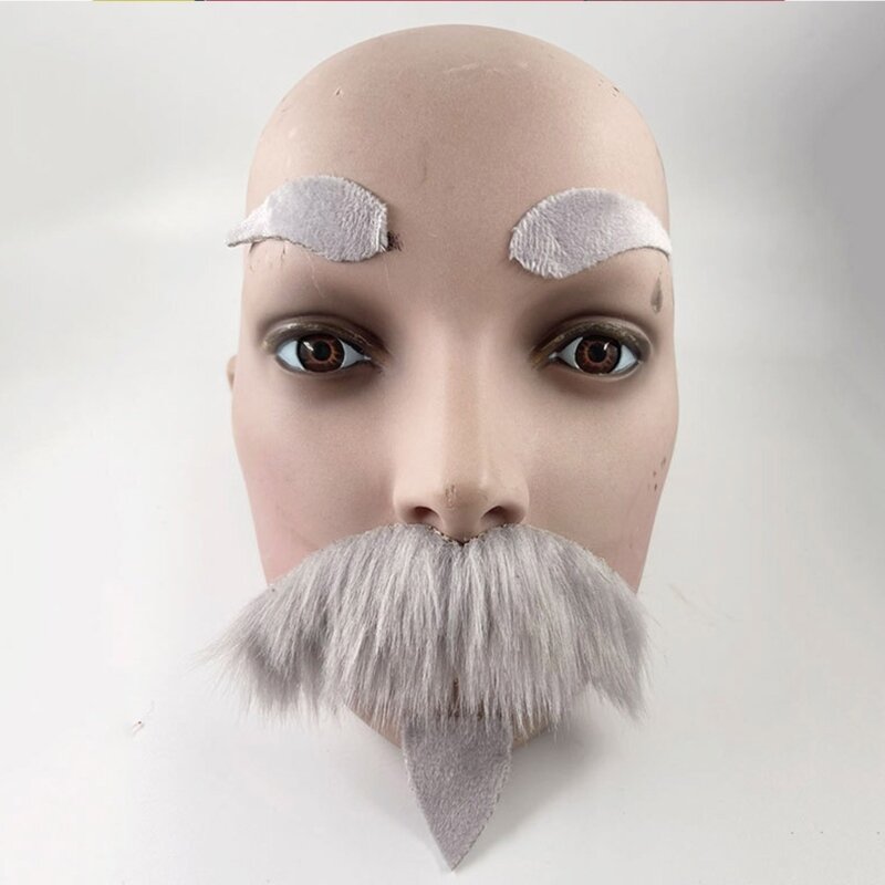 Sztuczna broda długie puszyste brody rekwizyty do Cosplay Halloween sztuczna broda śmieszne wąsy kostium zarost na twarzy