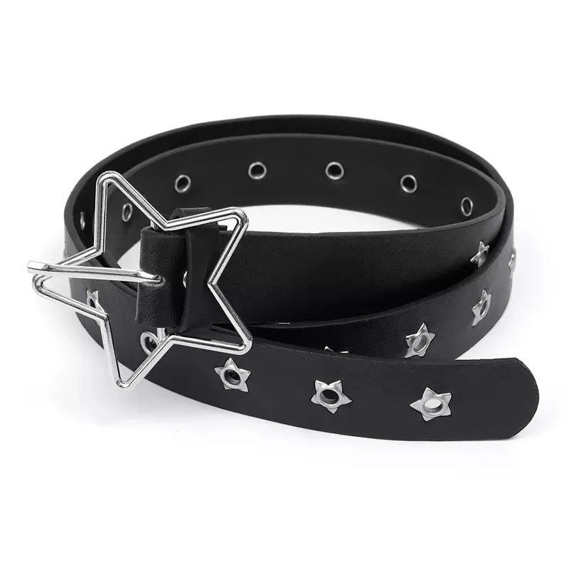 2024 New Men's and Women's Star Eyes Rivet Belt Gothic Style Punk Casual Fashion PU Leather Jeans Y2K Belt