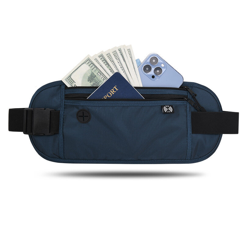 Ceinture d'argent de voyage bloquant RFID, sac de taille étanche, sac banane, portefeuille GNE, porte-passeport antivol en nylon, sac à documents
