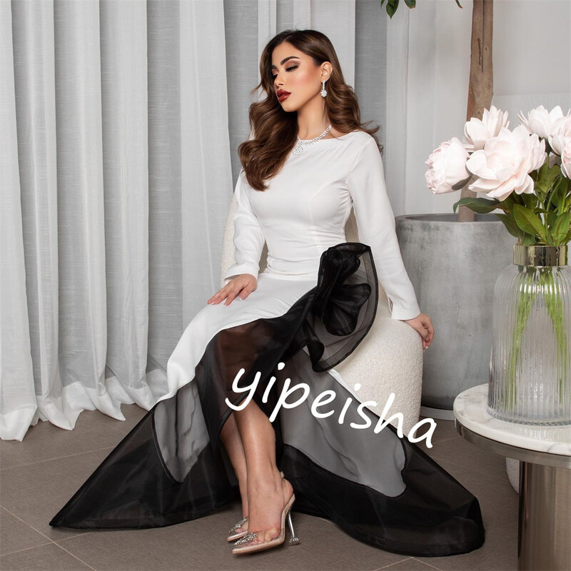  Sexy Casual  Evening    Jersey Ruffle Birthday Sheath Scoop Neck Bespoke Occasion Gown Midi es