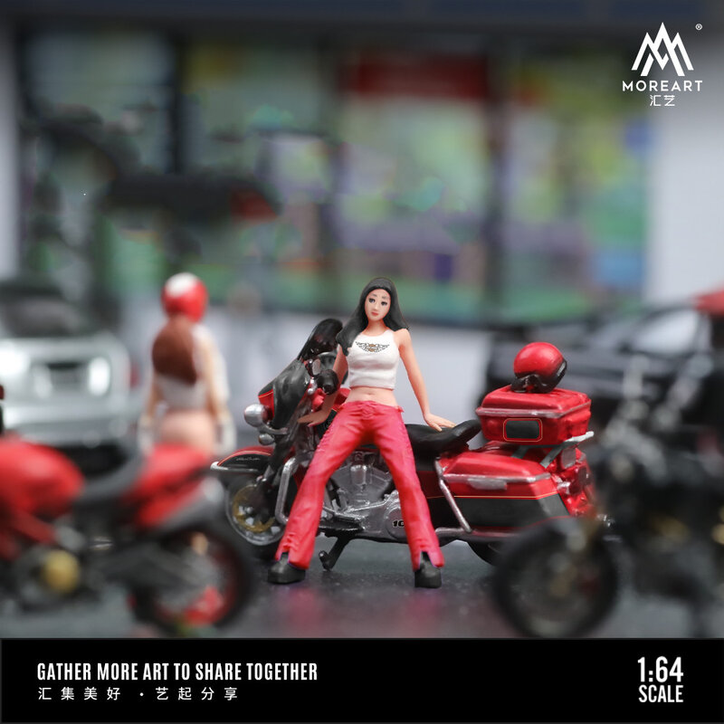 MoreArt1:64 Pretty Cruising Motorcycle Girl Figure