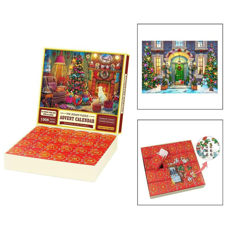 Kalendarz adwentowy 2023 świątecznych puzzli ustawionych Puzzle Jigsaw do domu