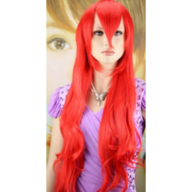 Peruca longa encaracolada vermelha para homens e mulheres, cabelo cosplay, peruca completa, nova moda