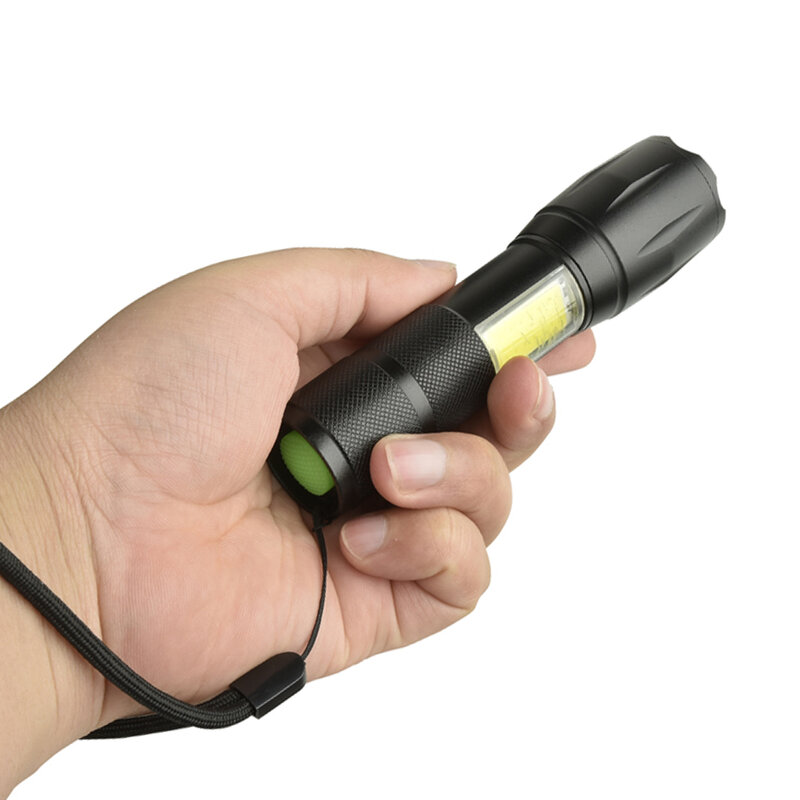 POCKETMAN COB + LED 손전등, 4 가지 조명 모드, USB 충전식 손전등, 사이클링 캠핑 사냥용 방수 줌 토치