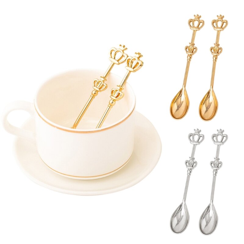 2 шт., мешалки для кофе с длинной ручкой, ложки в форме короны, чайные ложки, ложки для перемешивания мороженого, кухонная