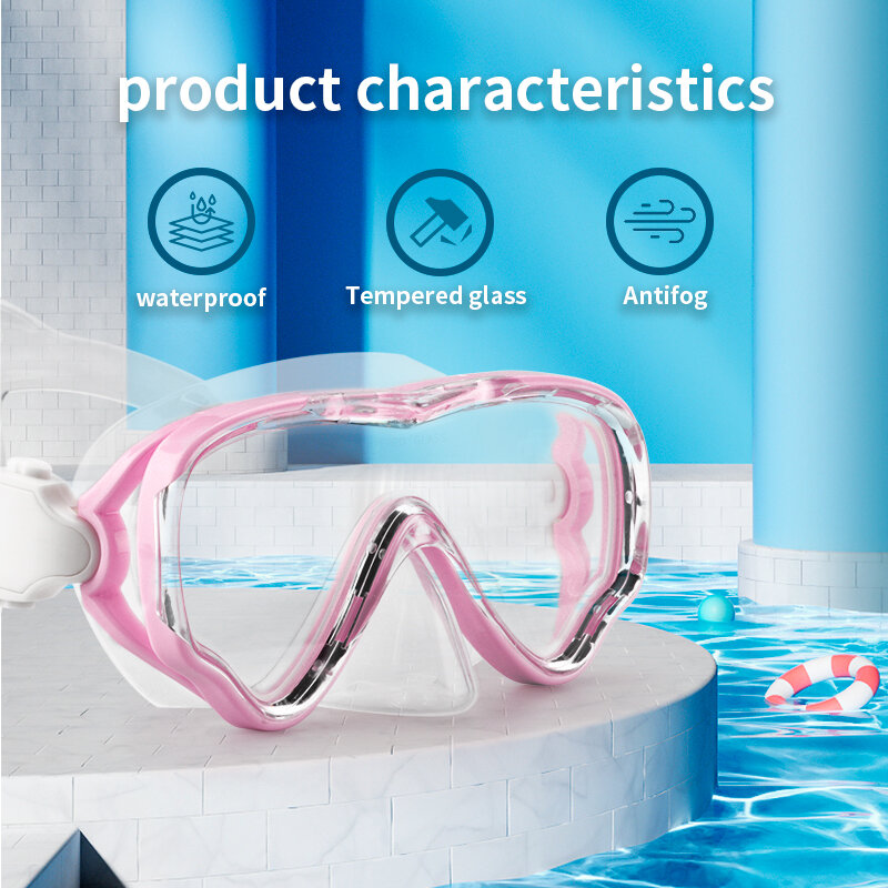 プロ仕様のビッグフレームの子供用水泳ゴーグル、鼻カバー付き、曇り止め、ワイドビュー、男の子、女の子、子供用メガネ用水泳用具
