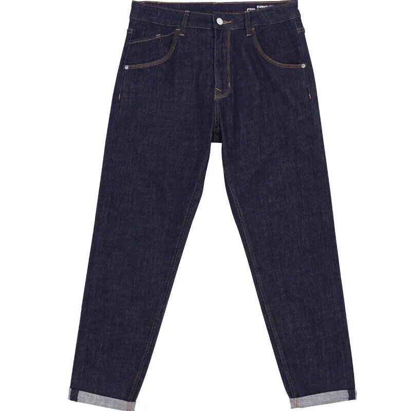 SIMWOOD 2023  Spring New Original Blue Comfortable Tapered Jeans Men Elastic Denim Trousers Plus Size Brand Clothing