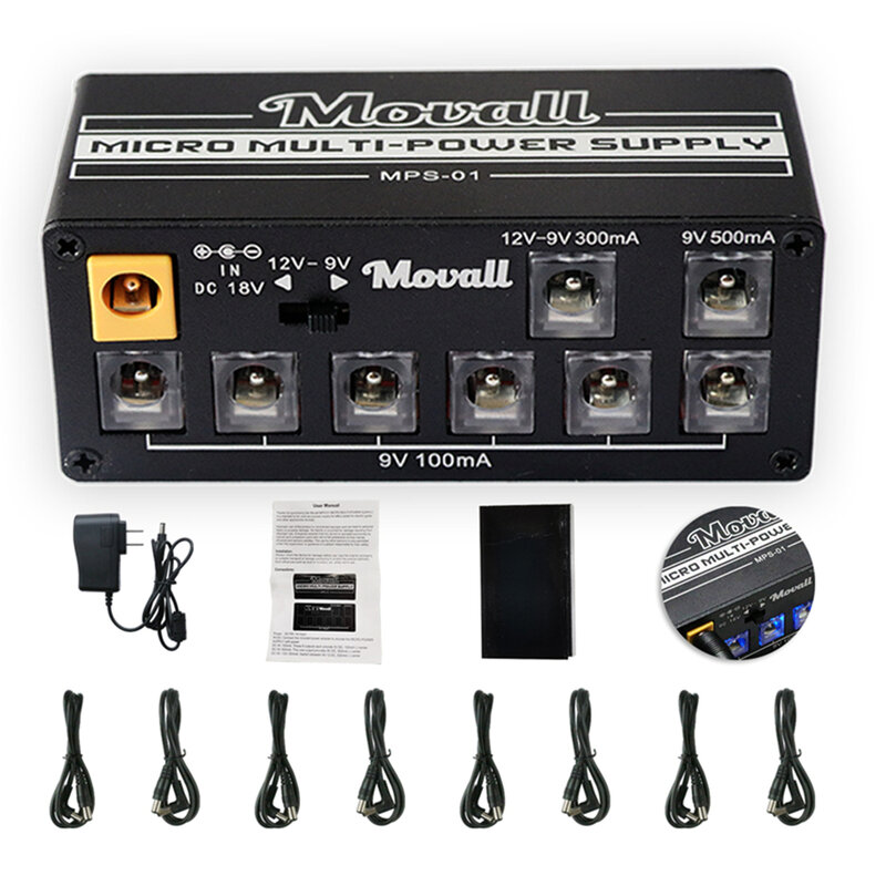 Movall MPS-01 Gitaar Pedaal Voeding 8 Geïsoleerde Uitgang Anti-Interferentie 18W Verschillende Output Effect Power Gitaar Accessoires