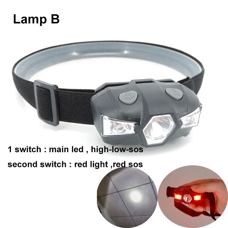 powerful small 3-Led Headlamp Headlight Head Torch Light AA AAA red white bright Frontal samll flashlight Lampe hiking Camping