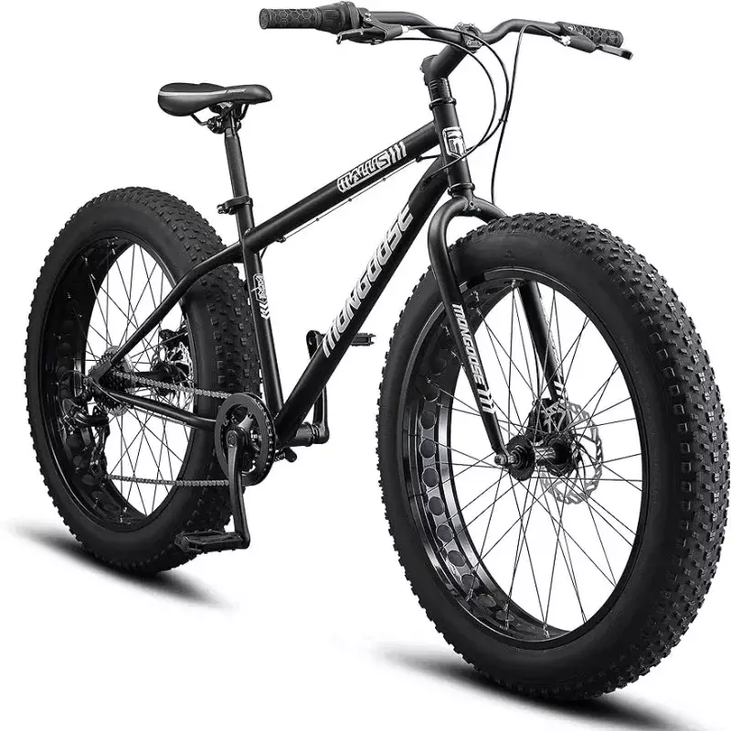 Fat Tire Mountain Bike, ruote da 26 pollici, pneumatici tozzi larghi da 4 pollici, trasmissione a 7 velocità, deragliatore posteriore, freni a disco