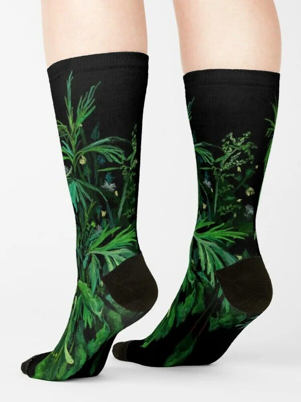 Verde e preto, verdura do verão, FloralSocks coloridos meias engraçadas para homens