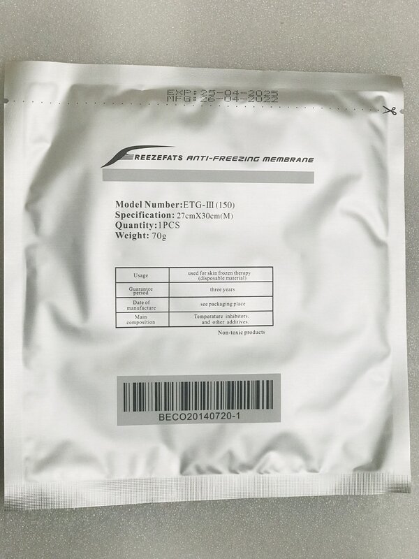 Anti Freeze Pad para Cryolipolysis Machine, Anticongelante Membrana com MSDS, ETG3-150