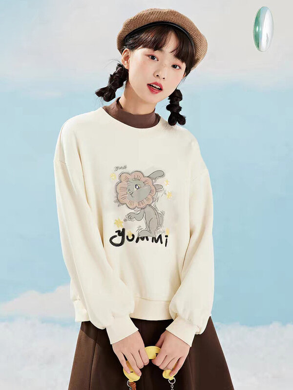 Round neck cute bunny personalized casual sweater for women in autumn and winter long sleeved 2023new early autumn top for women