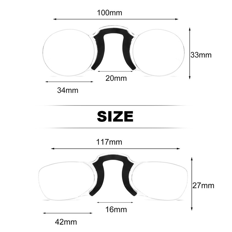NONOR-gafas de lectura de bolsillo para hombres y mujeres, Clip de Nariz de silicona, gafas de lectura redondas TR portátiles sin marco