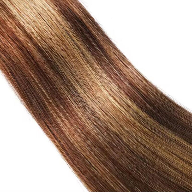 Linhua P4/27 proste włosy ludzkie wiązki z zapięciem Ombre miodowa blondynka 3/4 z przezroczystym Closue