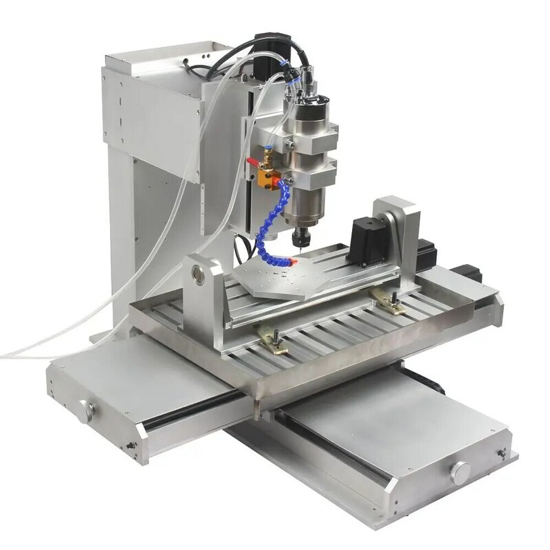 Fresadora de Metal CNC con puerto de red 6040, máquina de corte y grabado de 5 ejes, 220V/110V, mesa giratoria, tarjeta de Control de movimiento ciclónico