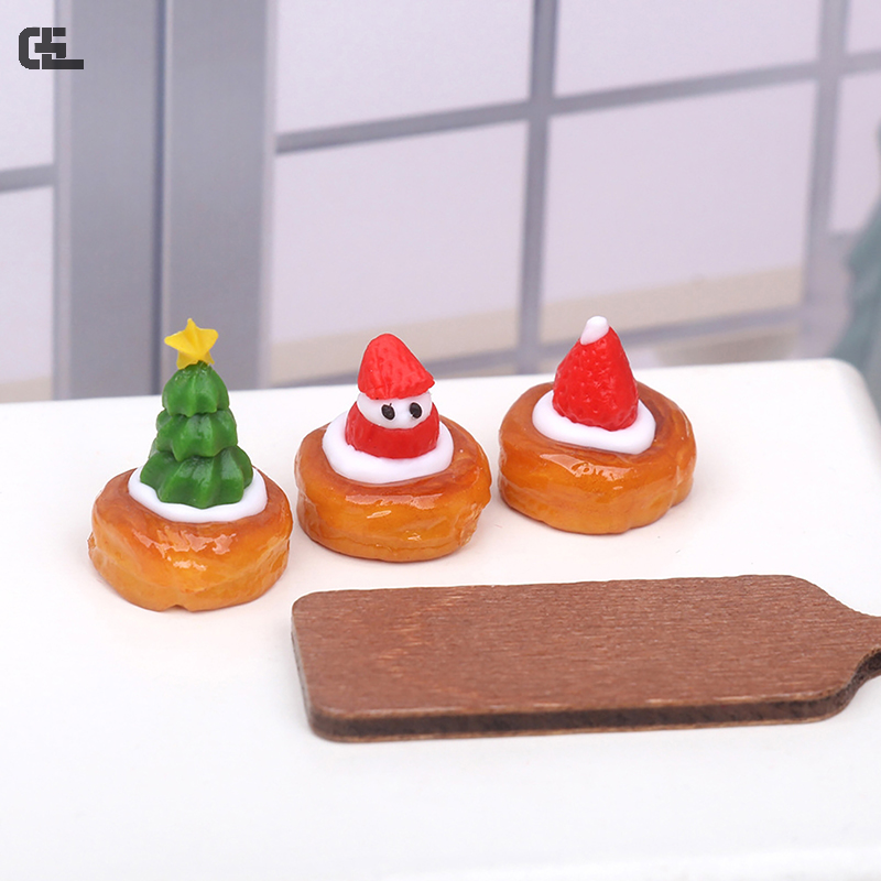 1Pc/5 Stuks 1:12 Poppenhuis Miniatuur Kerst Ei Taart Brood Melk Dienblad Keuken Ontbijt Model Decor Speelgoed Pop Huis Accessoires