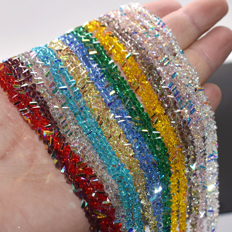 4mm 130 pezzi di perle di cristallo triangolo di alta qualità perline allentate di colore lucido per gioielli che fanno collana di orecchini fai da te
